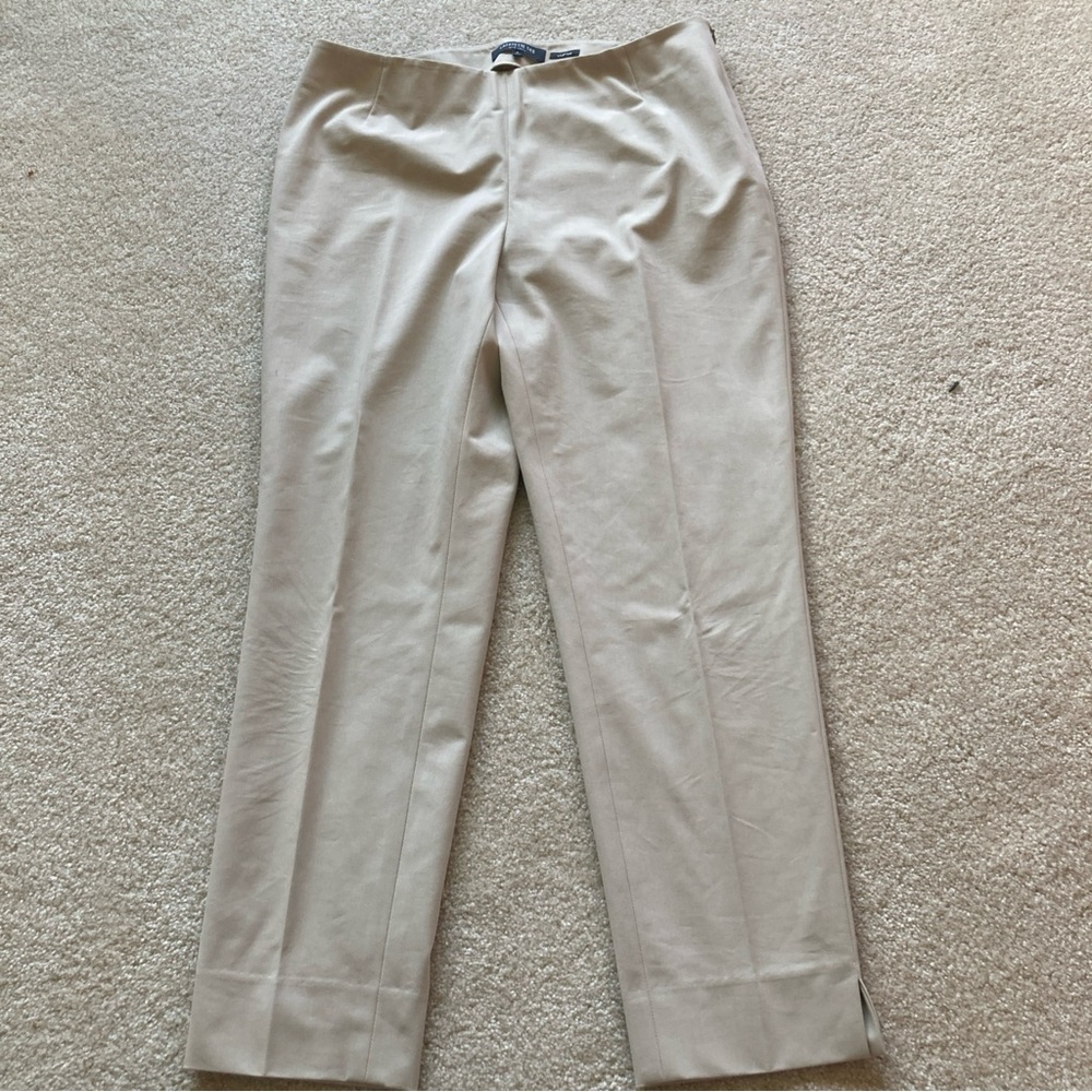 Lafayette 148 Pants Women’s Sz 8 Trouser Style Stanton Cotton Blend Beige Tan